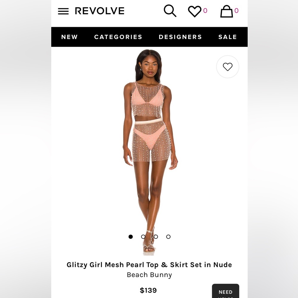 Glitzy girl mesh Pearl top and skirt set